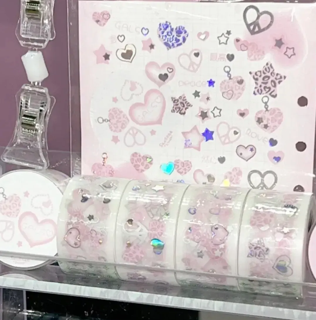 설기일러스트 핑크갸루 은박 키스컷