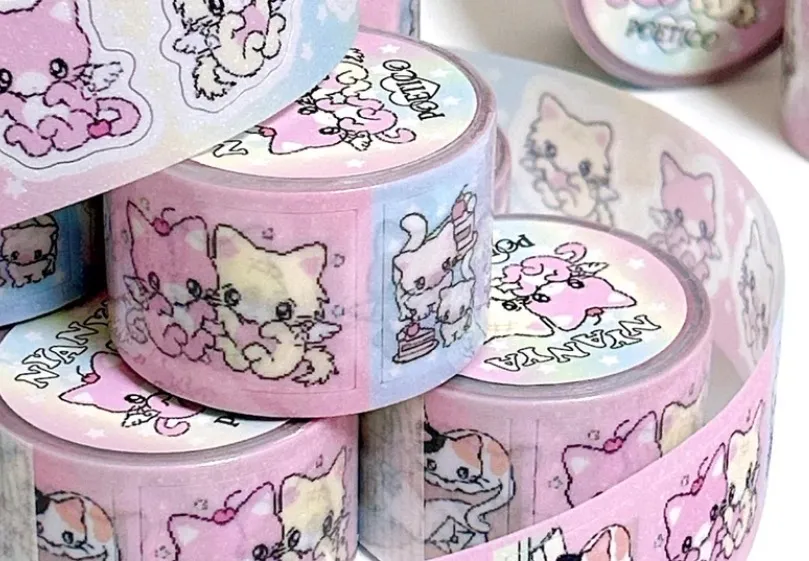 [포에티코] 픽셀고양이 설탕글리터 키스컷 띵