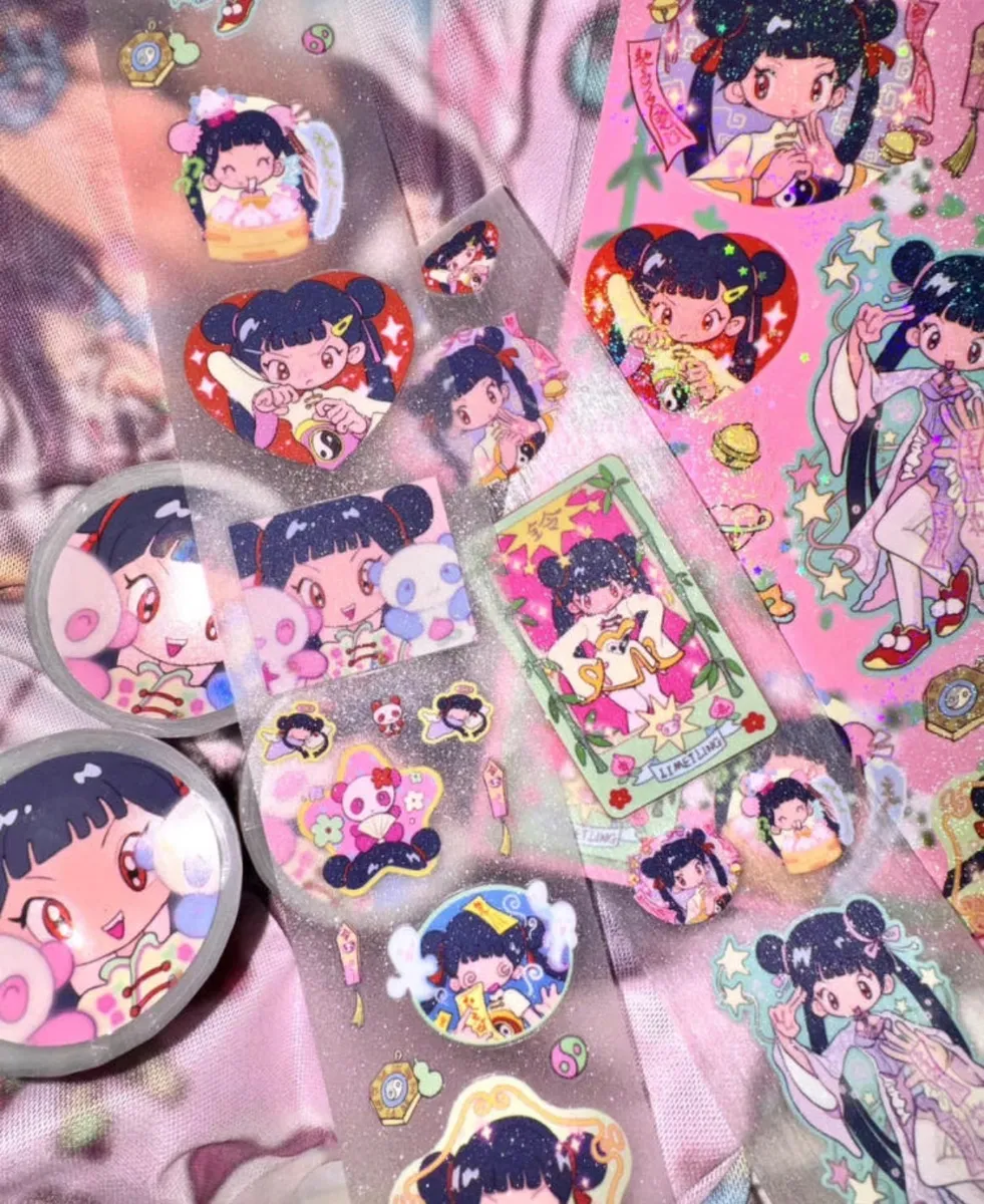 [해외] Tiantian com 팬더걸 반투명 글리터 키스컷