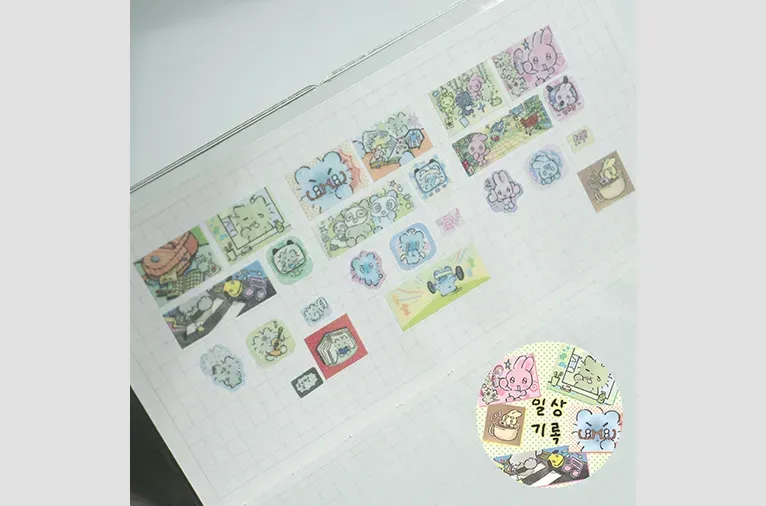 글렌 우이 케짐빌리지 가벼운친구들 베베 견출지 다이소 키스컷 모음 - 6