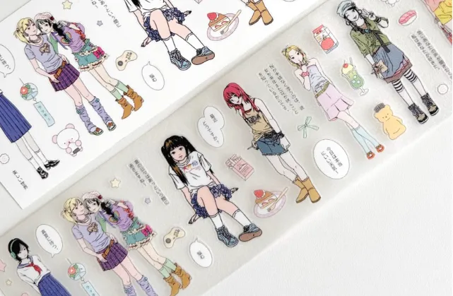 [해외] Beibei villeage 레트로소녀 반투명글리터 70mm 롤 스티커 