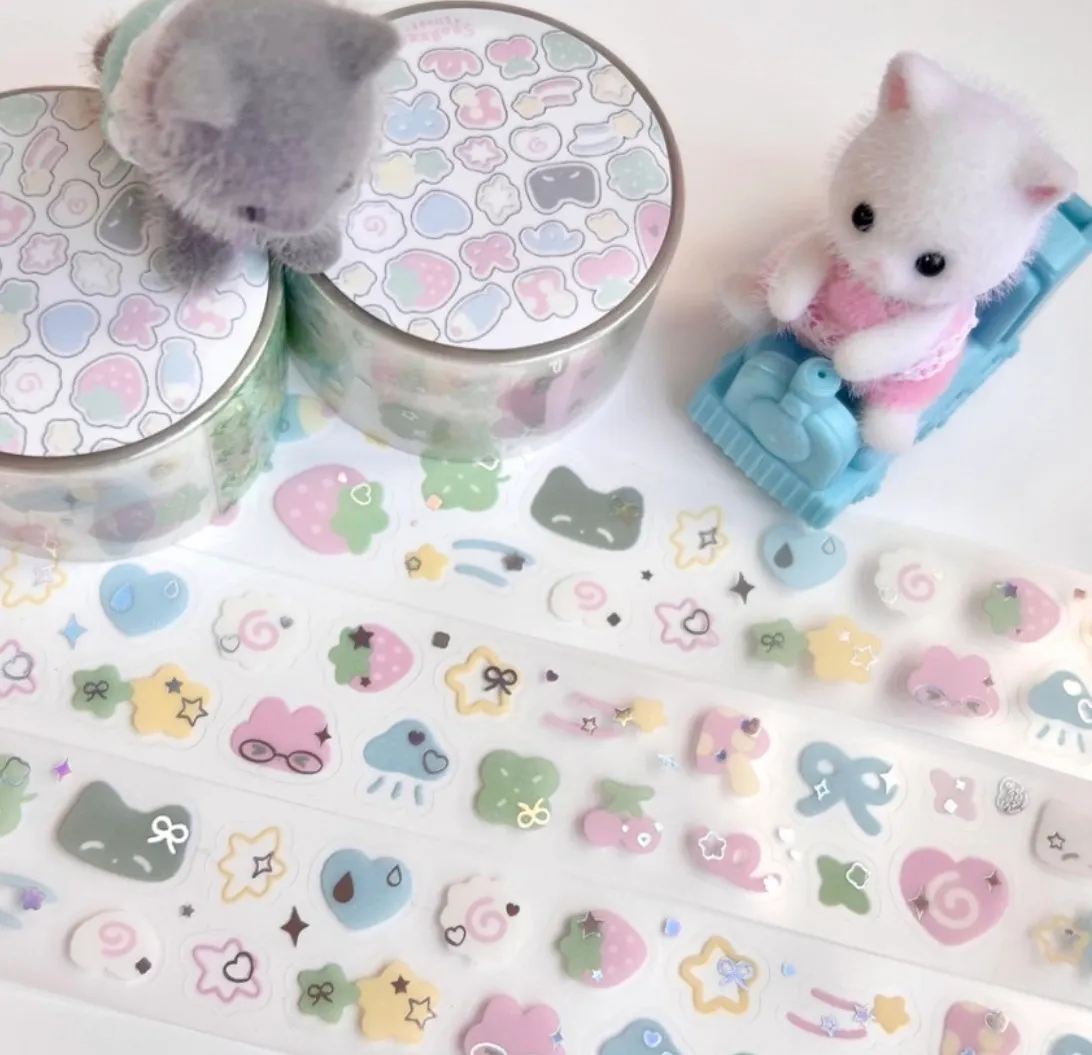 설기일러스트 파스텔리 투명박 키스컷