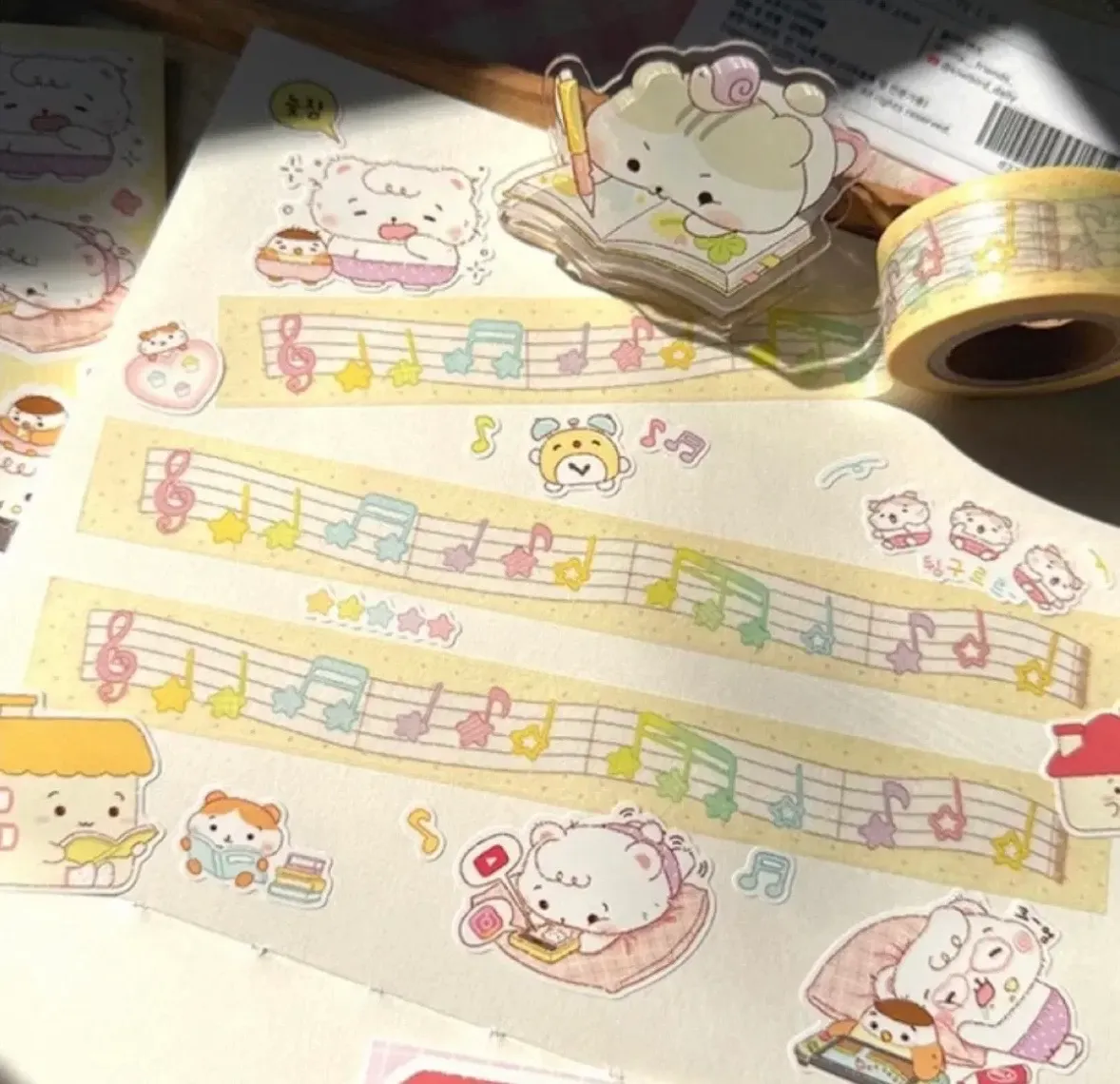 [올라프렌즈]작은별 음표 (파스텔 도트) 마스킹테이프